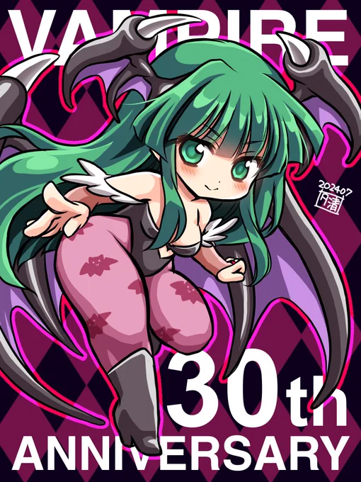 大遅刻ですが12日でヴァンパイア30周年だったとの事でモリガン描きました〜地元岐阜のゲーセンで初代チャンプのヒライ氏 のプレイを遠間からこっそり見てたあの頃からもう30年…か…氏のモリガンはユキヨの素人目にもそりゃもうたいそう衝撃的じゃったそうな(昔話) 