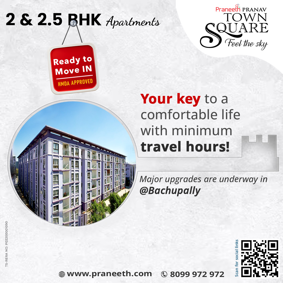 praneethgroup's tweet photo. Experience a world of convenience and luxury where everything is within reach with Praneeth Pranav Townsquare.
🌐 : https://t.co/7dwdlITwS9
☎️ : +91 8099972972
.
.
.
.
.
.
#praneethgroup #praneethpranavtownsquare #townsquare #BestFlats #BachupallyFlats #luxuryapartments #lifestyleupgrade #reputedrealestatedeveloper #community #gatedcommunityapartments #hyderabadrealestate #Bachupally #bestlocation #highriseapartments #LuxuryLiving #2BHKflats #Flatsforsale #FlatsinBachupally #ApartmentLiving #hyderabad