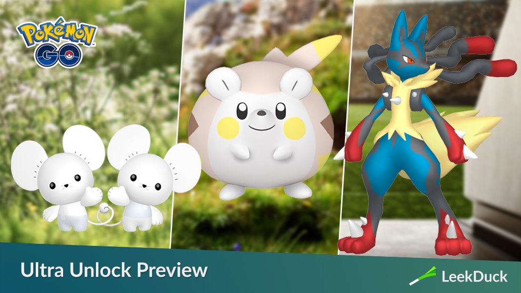LeekDuck's tweet photo. During the upcoming Ultra Unlock events: 

• Tandemaus, the Couple Pokémon, will debut in the “Better Together” event. 
• Shiny Togedemaru will arrive during the Steel-type themed event, “Strength of Steel”. 
• Mega Lucario awaits Trainers during its own Raid Day.

#PokemonGO https://t.co/MxbZnvHMCR