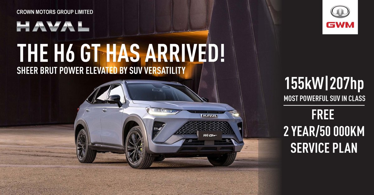 HavalKenya's tweet photo. The   New H6 GT: Packed with power and SUV versatility. Visit Haval Kenya today or   contact us on +254 736 407 533, info@crownmotors.co.ke for more   information. https://t.co/9uXDw4b0zP
