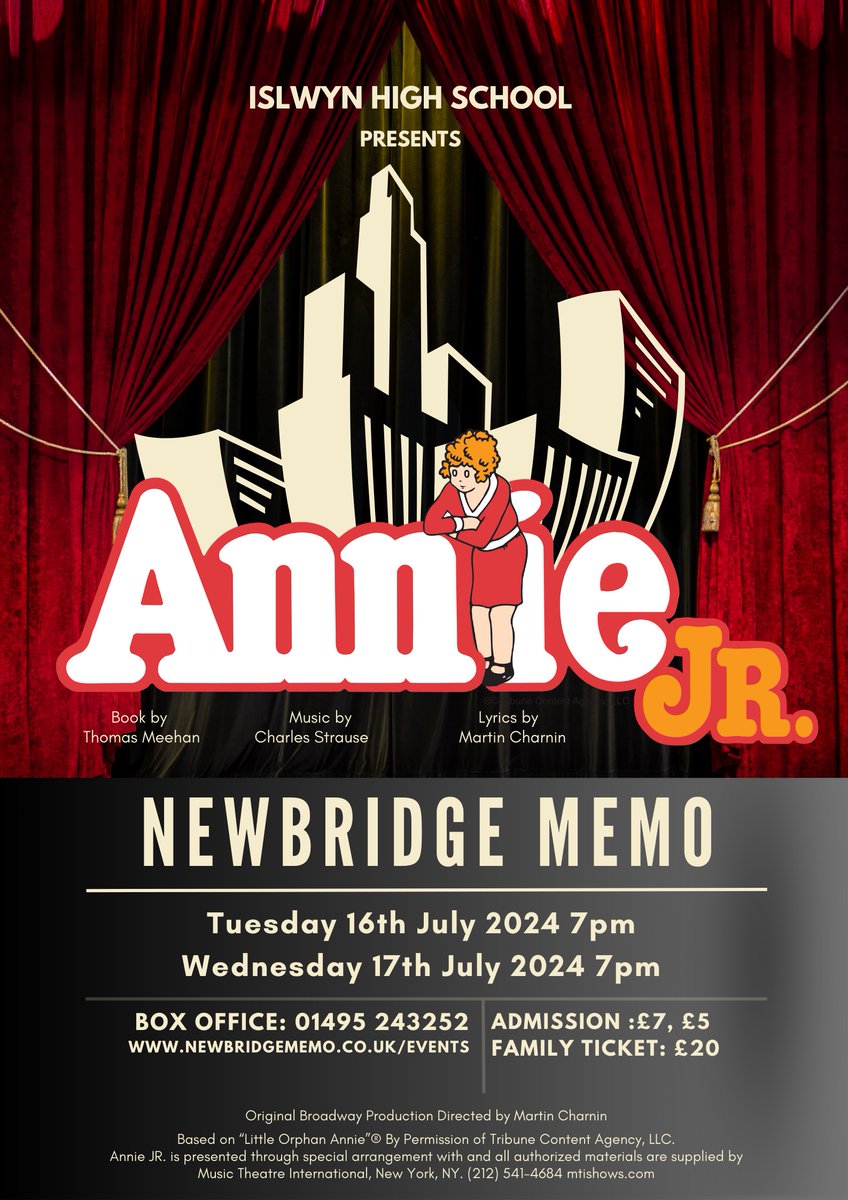 Final call for tickets. Our school show of Annie is this Tuesday 16th July and Wednesday 17th July, if you don't wish to be disappointed get your tickets now!!

ticketsource.co.uk/whats-on/caerp…