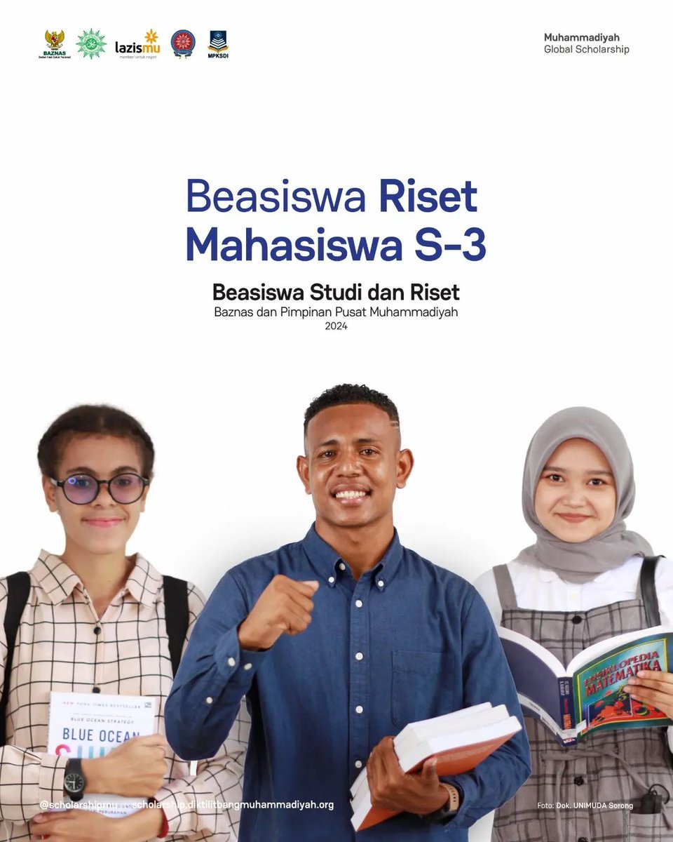 ScholarshipMu's tweet photo. PERSYARATAN BEASISWA RISET MAHASISWA S-3
BEASISWA STUDI DAN RISET BAZNAS DAN PIMPINAN PUSAT MUHAMMADIYAH 2024

Memenuhi syarat, dokumen dan telah diuji disertasinya untuk pengajuan beasiswa Riset. Semoga berhasil!

#scholarshipmu #muhammadiyah #diktilitbang #baznas #scholarship https://t.co/dqlt9EkMkg