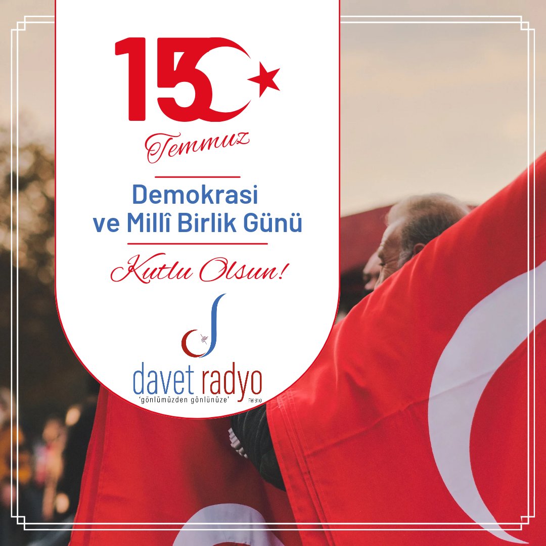 DavetRadyo's tweet photo. #15Temmuz Milletin Destanı 🇹🇷
Vatanını muhafaza için mücadele edip şehit olan kardeşlerimize Cenab-ı Hak’tan rahmet, gazilerimize de şifa ve afiyetler diliyoruz.
#davetradyo https://t.co/2QbwOsCrfs