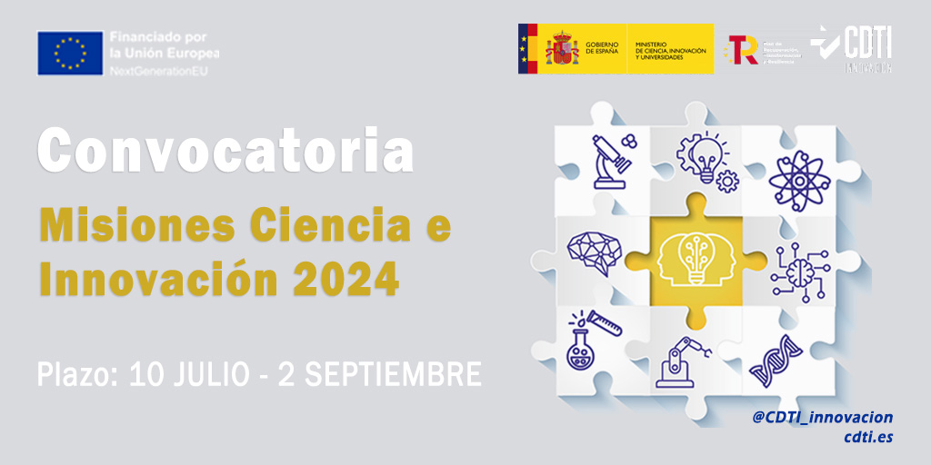 El CDTI Innovación lanza la convocatoria Misiones Ciencia e Innovación 2024, dotada con 84 millones de euros  een.ader.es/noticias/988-e…