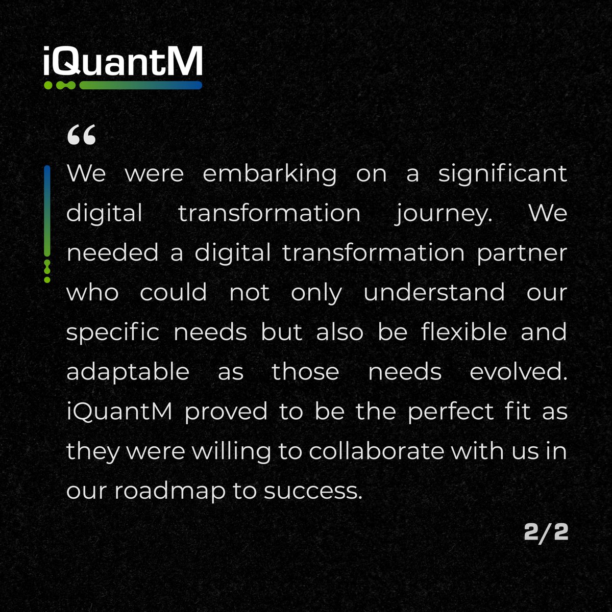 IquantmT's tweet photo. Is Your Digital Transformation on Autopilot... &amp; Crashing?

Implementing technology is one thing, but true digital transformation requires a strategic co-pilot to guide your team through the process

➡️ See what our client had to say about our strategic partnership with them ➡️ https://t.co/ftkfDPWf2d
