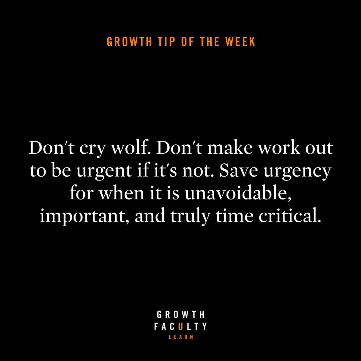 growthfaculty's tweet image. Mastering the art of #urgency in the workplace is crucial. #DermotCrowley wise advice reminds us it's about more than just reacting swiftly; it's about discerning when urgency is truly warranted. How do you navigate urgency in the #workplace?