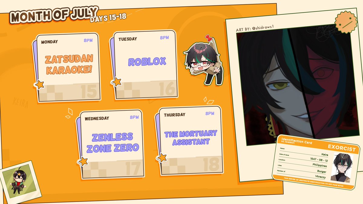 KeiraVT_'s tweet photo. πΏ SCHEDULE JULY 15-18 πΏ
See ya nerds!
https://t.co/onzMpSYl1f
GENERAL: #KeiraExorcist
ART: #KeiraIllust
LIVE: #KeiraLive
MEME: #Exorcismeme
CLIPS: #Exorclips https://t.co/mcocAxSgcN