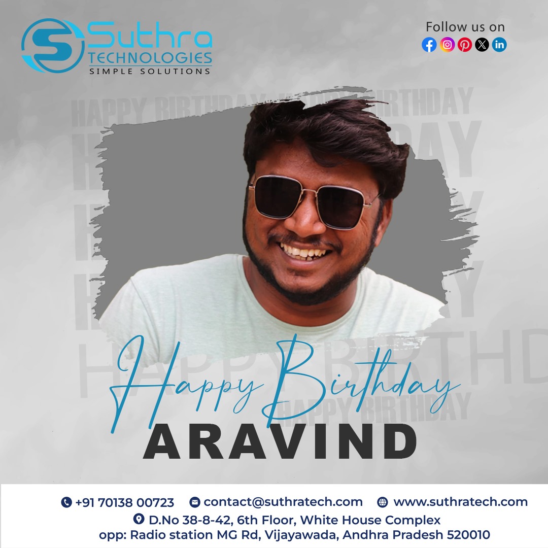 Suthra_Tech's tweet image. 🎉📷 **Happy Birthday, Aravind Nayani !! 🎂🥳

Join us in celebrating the birthday of our multiple hats as a DevOps Engineer and Digital Marketer, Aravind Nayani !!

#TeamSuthra #DevOpsEngineer #SuthraTechnologies #WorkAnniversary #TeamCelebration 📷📷#HappyBirthdayAravind 🎉✨