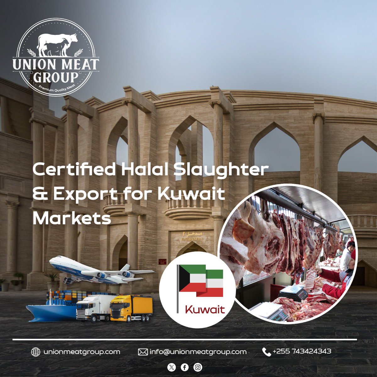 unionmeatgroup's tweet image. Union Meat Group is proud to announce that we are now fully certified to supply goat, sheep and beef chilled and frozen carcasses to Kuwait. 🇰🇼 Known for its rich culinary traditions and high-quality food standards, now has a trusted partner in us.
#UnionMeatGroup #Kuwait