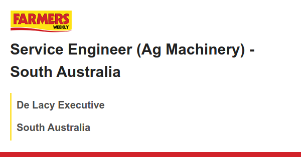De Lacy Executive: Service Engineer (Ag Machinery) - South Australia dlvr.it/T9bmCd