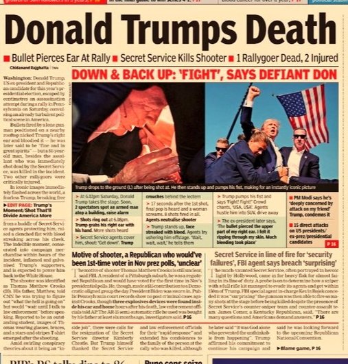 prasadpanseMT's tweet photo. #DonaldTrumpsDeath.... What a superb #Headline by @TOIIndiaNews 
For some it takes time to digest 

#TOI https://t.co/iZ4KtREo9o
