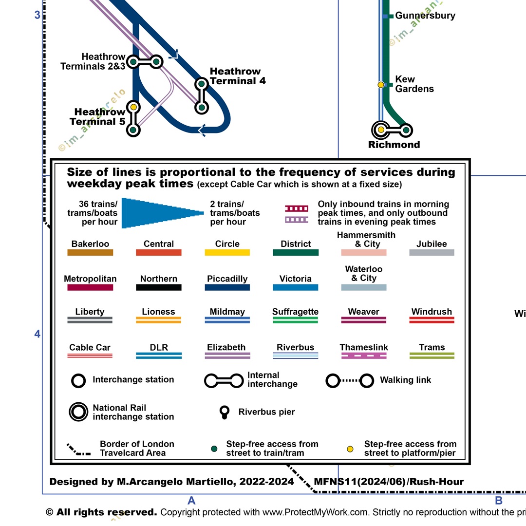 tootingnewsie's tweet photo. Check out this fantastic Rush Hour Tube Map by @im__arcangelo, who says "The map is based on frequency of services at peak times on different lines and sections of lines. It provides a very clear impression of the entire network 

1/2 https://t.co/eQnAmiyswq