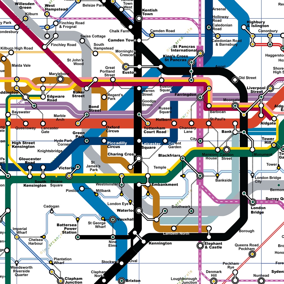 tootingnewsie's tweet photo. Check out this fantastic Rush Hour Tube Map by @im__arcangelo, who says "The map is based on frequency of services at peak times on different lines and sections of lines. It provides a very clear impression of the entire network 

1/2 https://t.co/eQnAmiyswq