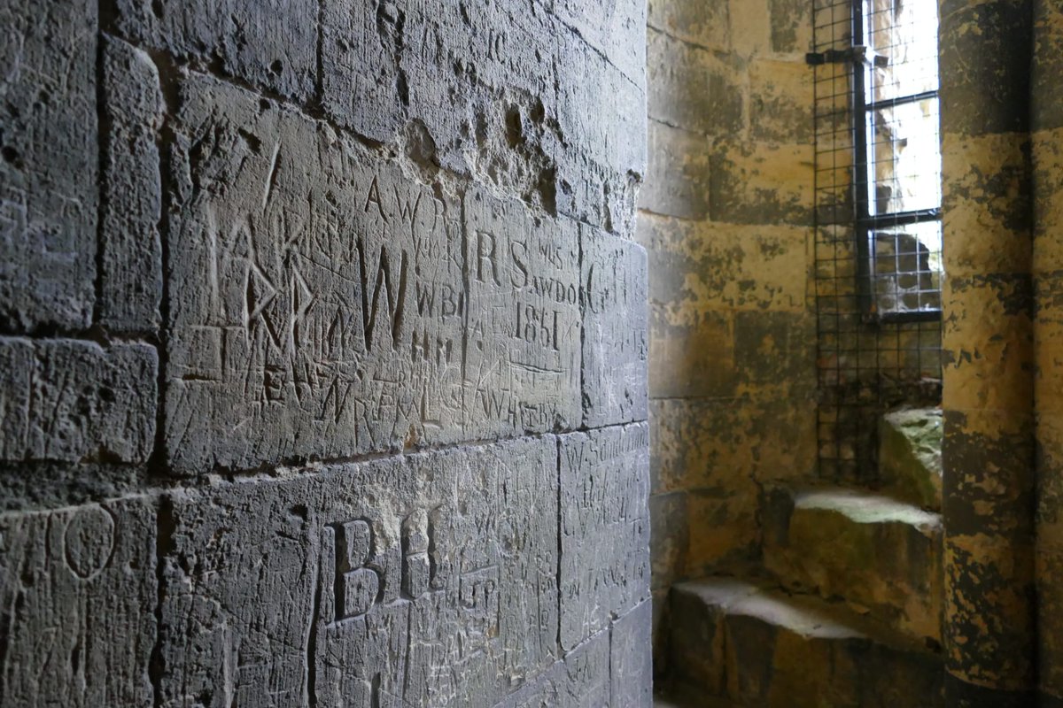 Stone mason marks &amp; graffiti. 
Pickering Castle,North Yorkshire.