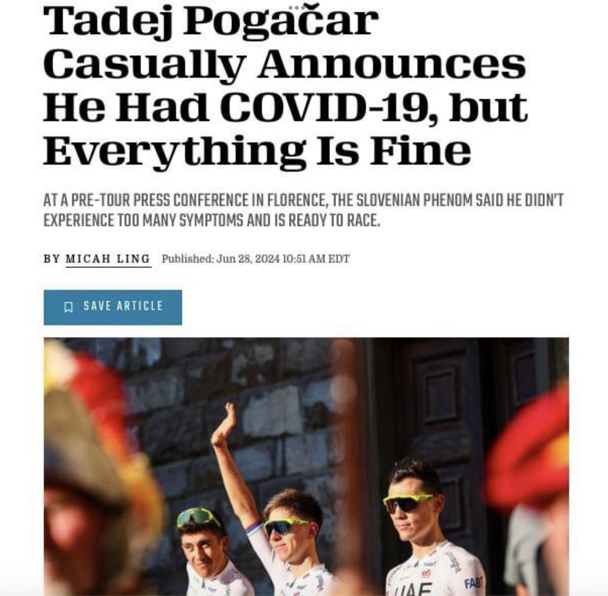 SharonBurnabyBC's tweet photo. Follow Tadej Pogacar @TamauPogi for more great #LongCOVID recipes and to learn how to play #RussianRoulette with your long term health #TourdeFrance @LeTour #Slovenia #TadejPogacar
https://t.co/HXUkw51CGA #COVID19isNotMild #AvoidDisability #LongCOVIDSucks #COVID19 https://t.co/Qtvvcy5OW1