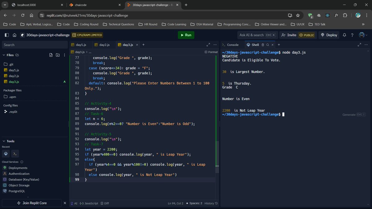 mRutveek21's tweet photo. Day-3 Completed the Tasks of Day 3 of #30DayJavascriptChallenge
You can check the task at my GitHub repository: https://t.co/5sYu0QYAPZ
#30DaysOfJavascript #javascript #30DaysOfCode #Consistency #chaiaurcode https://t.co/6ON4wQWN5v