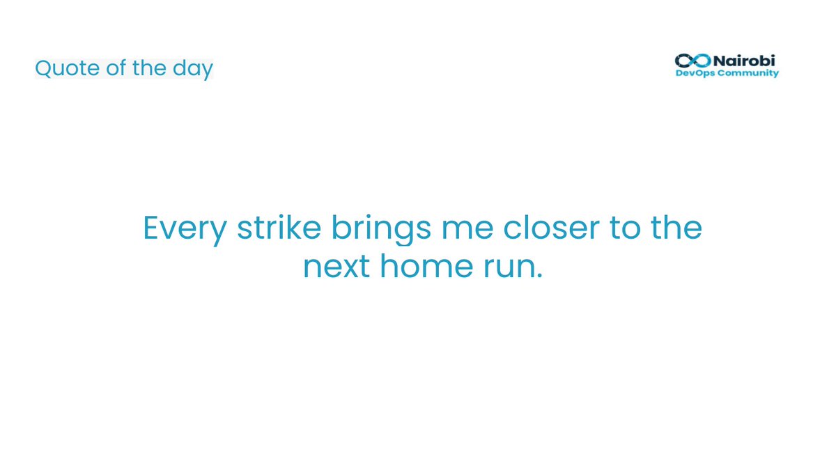 nairobidevops's tweet image. A home run is a hit in baseball that enables the batter to make a complete circuit of the bases and score a run. With every hit you get closer to winning. Keep on hitting.

#NairobiDevOps #DevOpsKe #QuoteOfTheDay