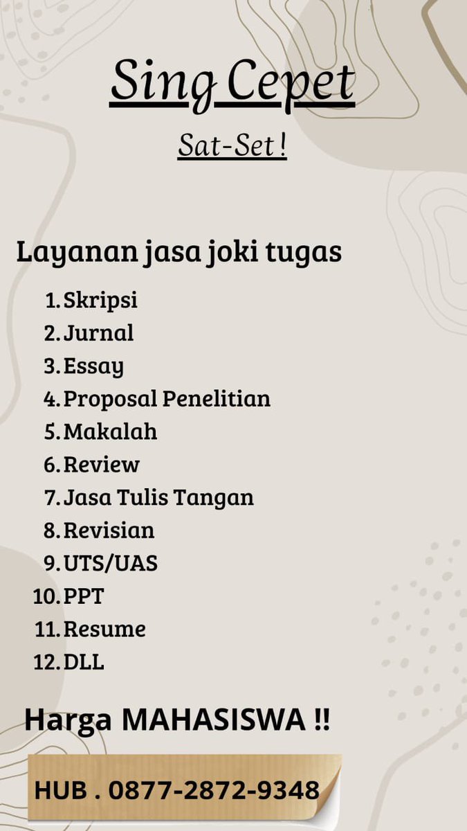 raniwahyu_'s tweet photo. joki tugas sini kak ! 
#jokimakalah #jokippt #Jokiskripsi #zonauang https://t.co/RRQSkHWDNZ