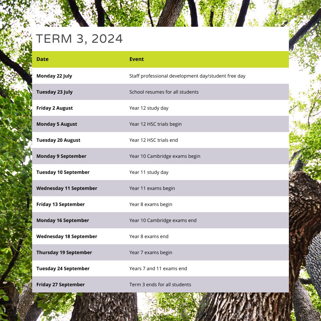 Here is Term 1, 2024 at a glance. The full school calendar is located in PLACES places.plc.nsw.edu.au

The Weekly Digest will be emailed on Friday 19 July. Or visit PLACES anytime to check your Notices.

We're looking forward to the term ahead❤️

#plcsydney