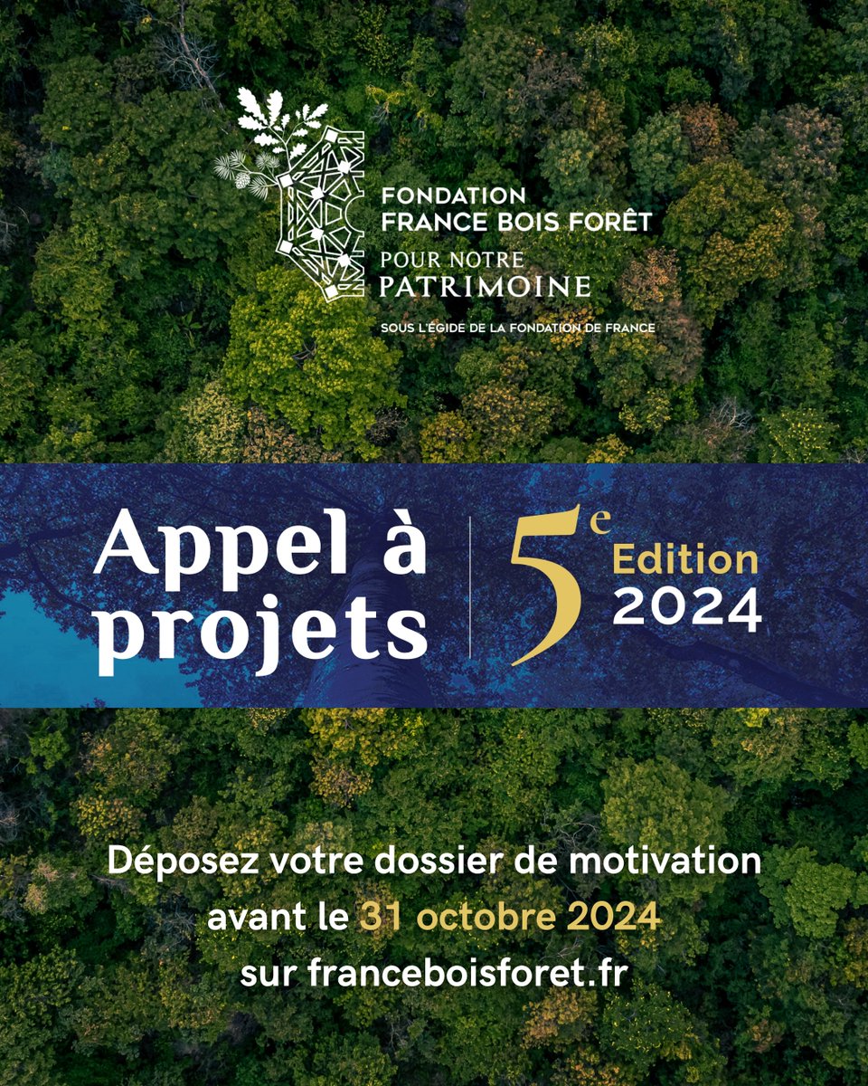 FONDATION <a href="/franceboisforet/">France Bois Forêt</a> POUR NOTRE PATRIMOINE  
Un appel à projets pour valoriser la ressource forestière française gérée durablement dans des projets de restauration du patrimoine bâti accessible au public 
En savoir + :👉 bit.ly/3Wbxkq7 
Gain : 10 000 € par lauréat