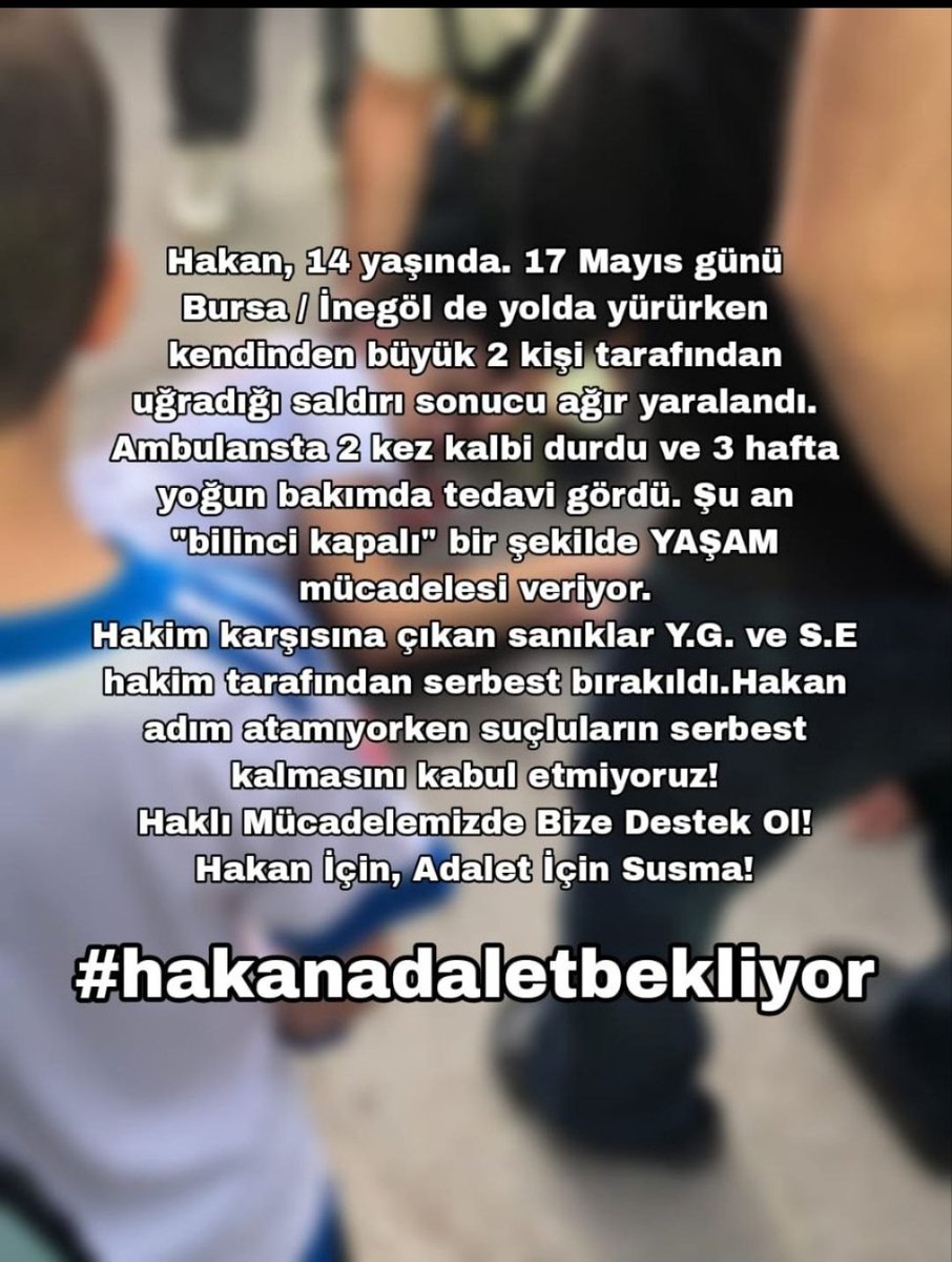 margasi46's tweet photo. #hakanadaletbekliyor
Bu tür olaylar, sadece bireyleri değil, tüm toplumu ilgilendirir. Toplumsal duyarlılığın artırılması, adaletin sağlanması ve benzer trajedilerin önlenmesi için hepimize büyük görev düşüyor. Mağdurların ve ailelerinin yanında olmak, onlara destek olmak ve adaletin sağlanması için sesimizi duyurmak 
Şiddetin ve haksızlığın karşısında durmak, mağdurların haklarını savunmak ve adaletin sağlanması için mücadele etmek, hepimizin ortak sorumluluğudur