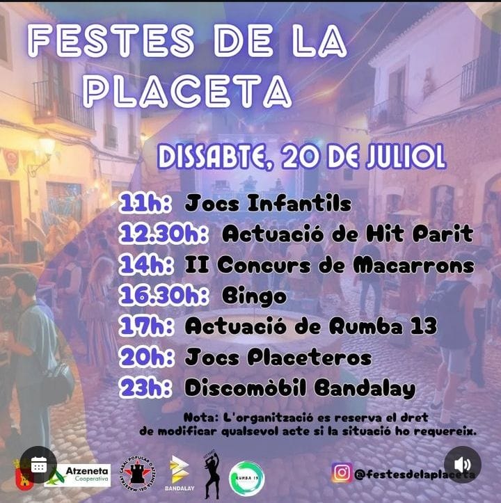 HitParit's tweet photo. El dissabte 20 de juliol actuarem a les Festes de la Placeta, a Atzeneta del Maestrat.
Estarem encantats de vore-vos per allí cap a les 12:30 h i fer-vos ballar unes jotes, seguidilles o fandangos. Us esperem! 💃
#hitparit
#folkalabarraca
#folkradical
#bureocabaret https://t.co/1qsQV3nGZE