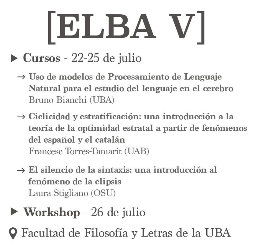 munozperezc's tweet photo. Sad not to be in Buenos Aires next week for the 5th ELBA Summer School. This event has become very important for linguistics in the Southern Cone, offering amazing courses by notable experts in the field. https://t.co/Q0S61qFnnQ
