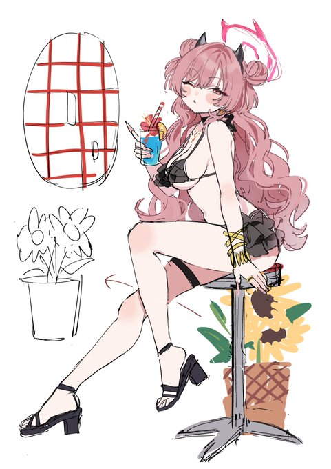 コミケでこんな感じのアクスタを出したいというラフスケッチ 