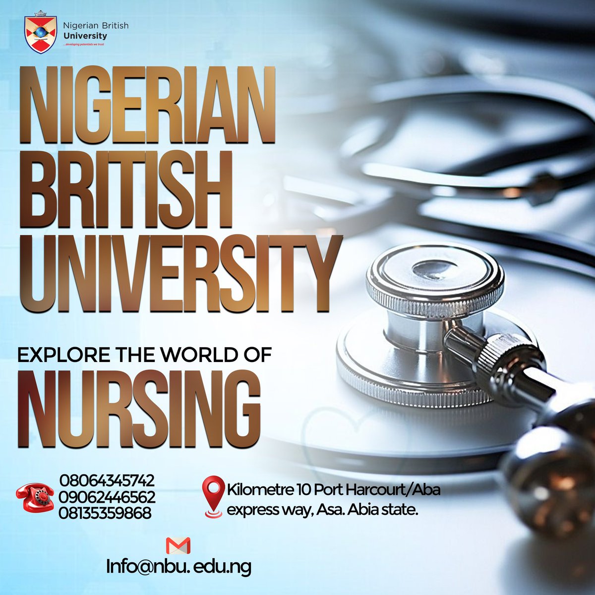 NBU_NG's tweet photo. Discovering the heart of healthcare at Nigerian British University 💙🩺. Our nursing program combines compassion, expertise, and innovation to shape the future of care. 

#NursingExcellence #HealthcareHeroes #NBU #universityinnigeria #britishuniversity https://t.co/vF4djckhdl