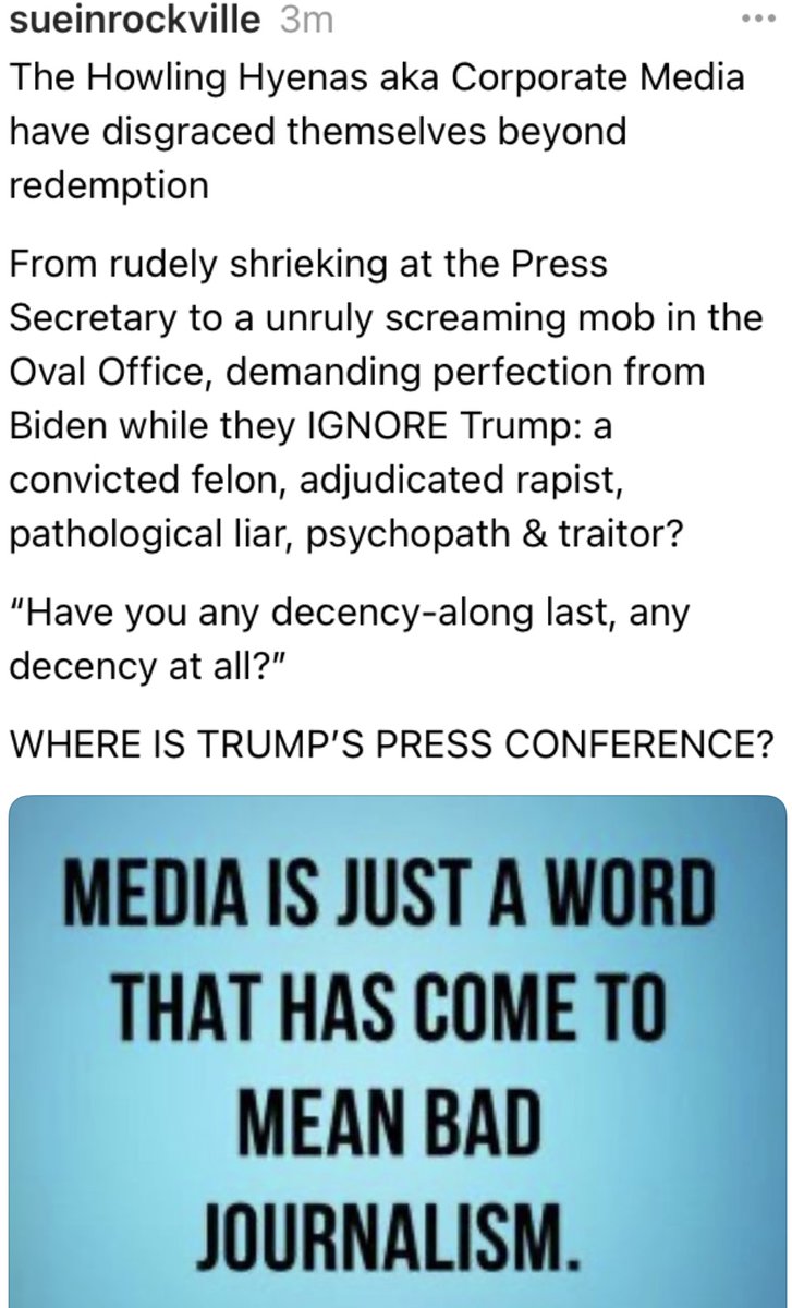 841920Meema6's tweet image. Turns out MSM needs US but WE DO NOT NEED THEM
"MSNBC this past week had its worst ratings of the year"
We the People no longer trust MSM &amp;amp; turned you OFF
Why?
This kind of garbage @MSNBC @CNN
x.com/prezlives2022/…
#BadJournalism
#VoteBlueForDemocracy