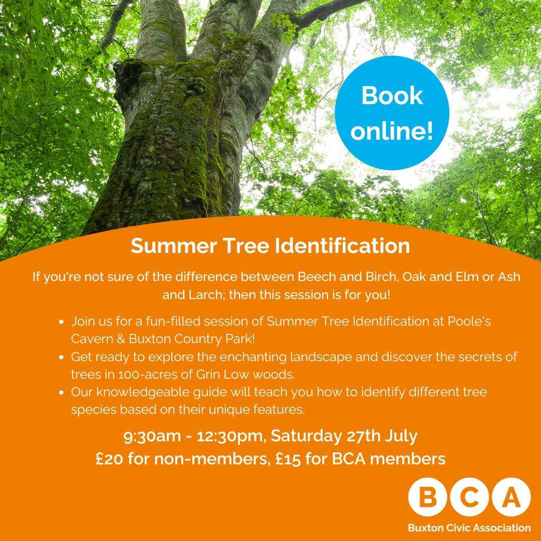 Have you booked your places on our Summer Tree Identification Session at <a href="/Poolescavern/">Poole's Cavern & Buxton Country Park</a>?! Saturday 27th July, 9:30am - 12:30pm.
🌿 Explore Grin Low Woods
🌳 Identify native trees
🌱 Visit our tree nursery
🌲 Learn about local folklore
Link in our bio for bookings!