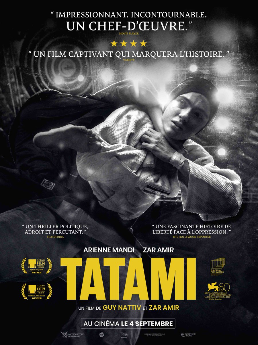 MenschAgency's tweet photo. "Brillant. Tout simplement brillant."
"#Tatami est un petit chef-d’œuvre dont l’intelligence s’infiltre partout, sur le fond comme sur la forme."

RDV le 4 septembre au cinéma 🖤🤍

https://t.co/0OdoLbjleq via @Mondocine_net https://t.co/1wzHywjN1l