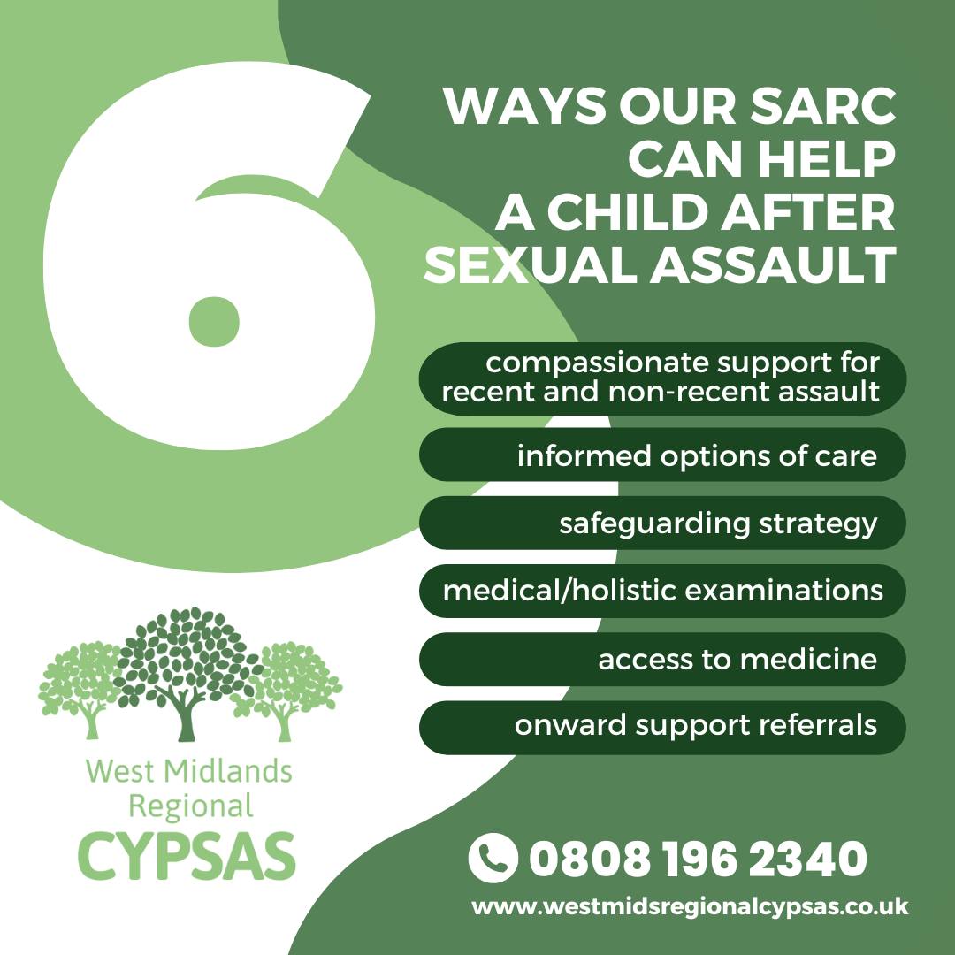 Sexual Assault Service Centre's (SARC) offer support services for children who have experienced recent or non-recent sexual abuse or sexual violence.
#SARC #Counselling #ISVA