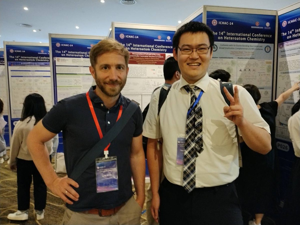 YHoshimoto's tweet photo. From China, #ICHAC-14. My student finally found his hero in Lewis acid chemistry. It's you, Lutz!! @GrebGroup 

Don't miss his recent paper as well, ICHAC!!
https://t.co/yq9M2eaHpV https://t.co/GcQYVXxjuR