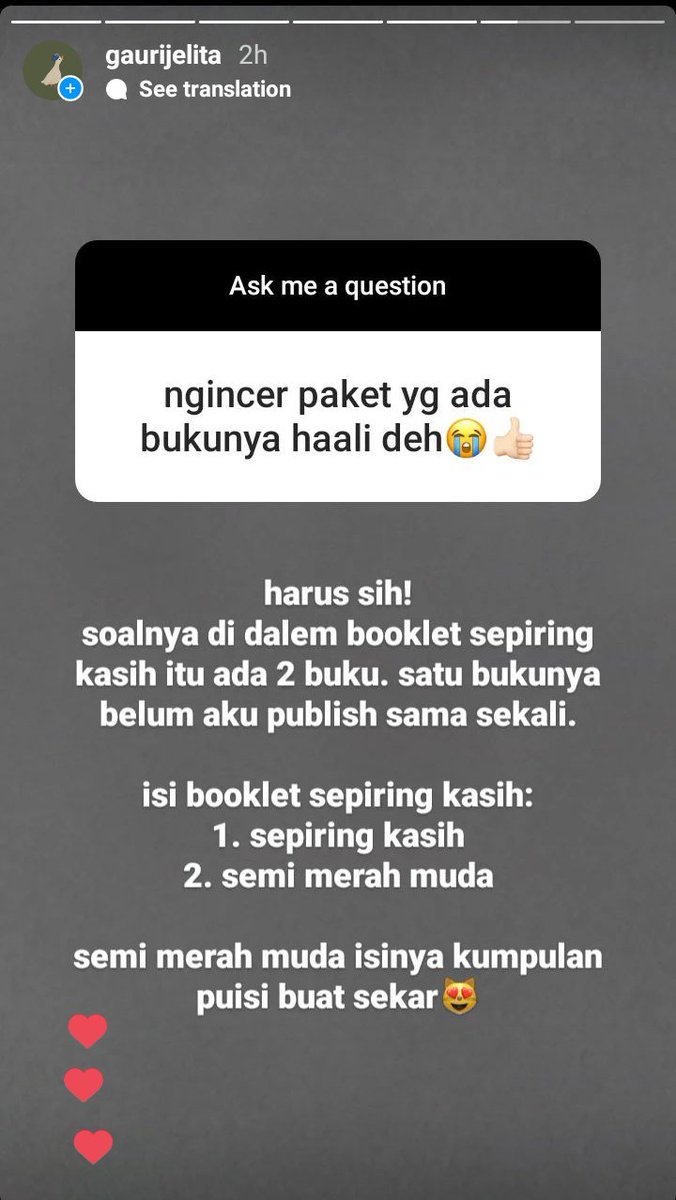 buat yang nanya sepiring kasih isinya apa?? ini ya💗!