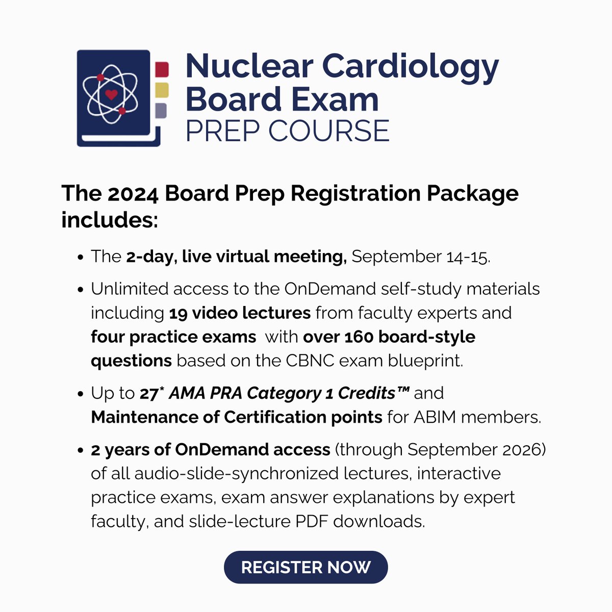 🚨Last chance to save on #NCBoardPrep!
Early Registration ends tonight, July 15 at 11:59PM.

You registration includes access to the 2-day live virtual meeting, the comprehensive OnDemand study course, CME, and 2 yrs of access.

Register now👉bit.ly/48BtL0u
#CVNuc