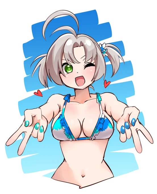 崇高な理念に共感したので急いで描きました。水着衣笠さんに恵まれない子供達に届け!君に届け!( ˘ω˘ )#水着衣笠さんに恵まれない子供達のために#海の日 