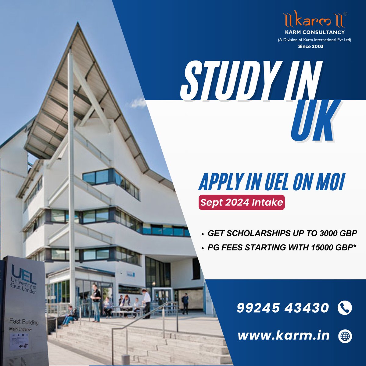 KarmConsultancy's tweet photo. 🌟 Unlock Your Academic Future in the UK! 🌟

📞 For personalized guidance, contact us at 9924543430.
🌐 Visit our website at https://t.co/3pZGp7r4jk for more details.

Secure your place at UEL and embark on a transformative educational journey with Karm Consultancy by your side! https://t.co/HJwBEUJ0UR