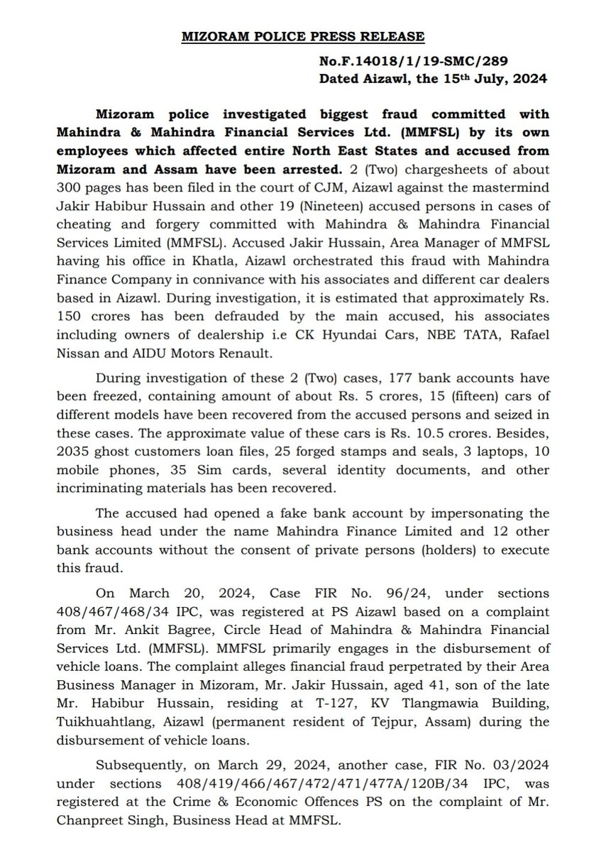 Mizoram Police tweet media