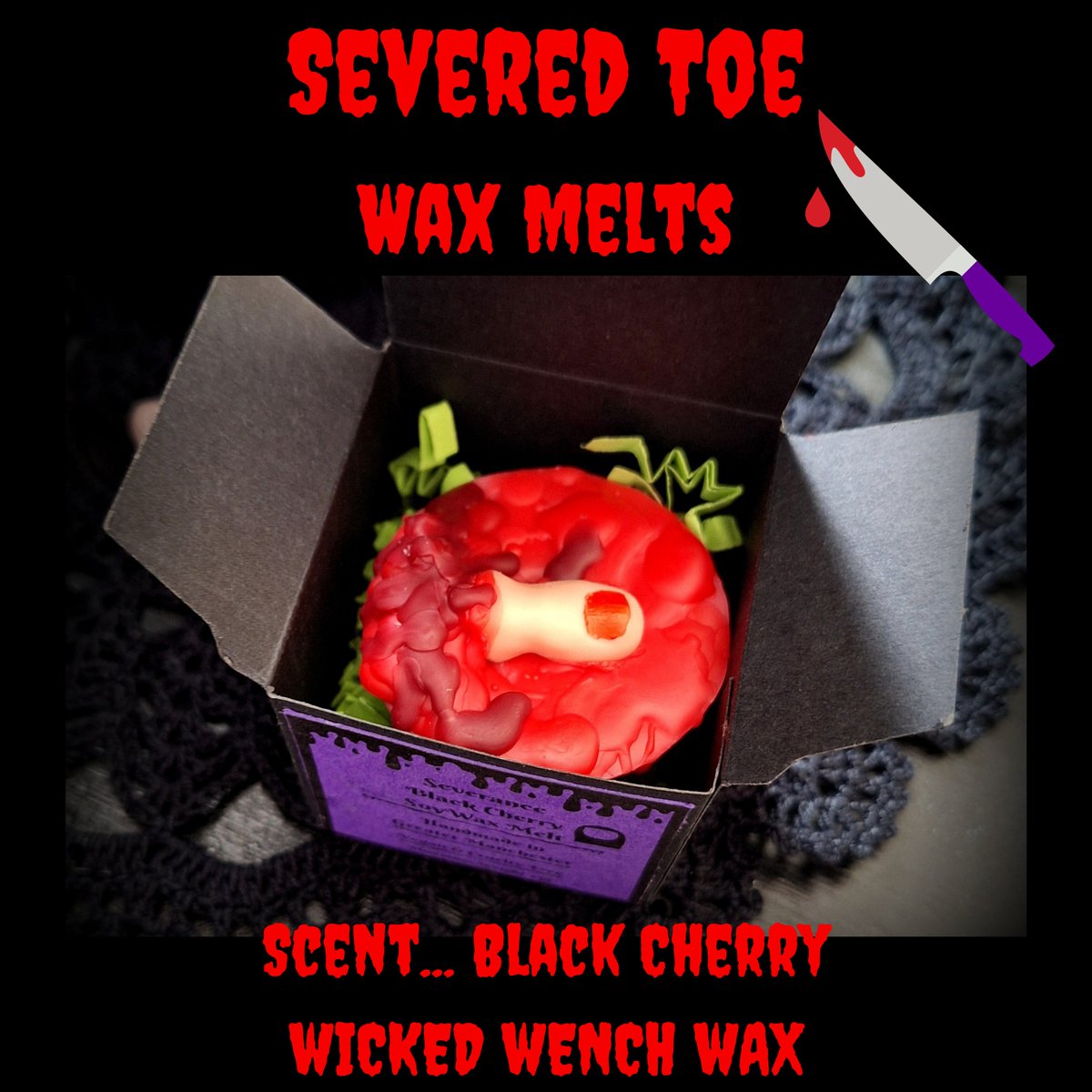 WickedWenchWax's tweet photo. Severed Toe Wax Melt scented in Black Cherry 🍒🦶🔪
https://t.co/fLvYzCqVn7
.
.
.
#wickedwenchwax #waxmelts #waxmelt #waxmeltsaddict #waxmeltshop #horror #gore  #homefragrances  #waxmeltsuk  #blackcherry #Severance  #horrorfilmfan #codeorange #waxtarts #handmadehalloween https://t.co/mv7jQXhVFL