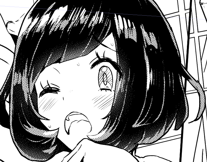 本日はキャラの髪のベタを全ページの半分ほど。余裕があったら残りのページの髪ベタも予定。 