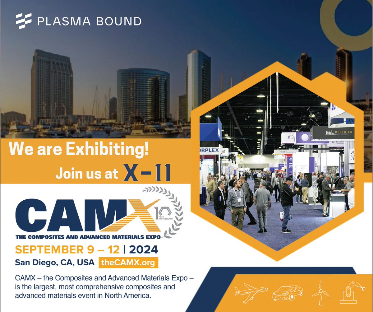 Plasma Bound (@plasma_bound) on Twitter photo ๐ Are you visiting CAMX 2024? Because we are! ๐
Join PlasmaBound and <a href="/AcXys_T/">AcXys Technologies</a> at Booth X-11 for an exclusive look at our CPA surface preparation and quality monitoring system.
๐น Live plasma tech demos
๐น Enhanced bonding & sustainability
๐น Meet our experts
Don't miss out! ๐ Are you visiting CAMX 2024? Because we are! ๐
Join PlasmaBound and <a href="/AcXys_T/">AcXys Technologies</a> at Booth X-11 for an exclusive look at our CPA surface preparation and quality monitoring system.
๐น Live plasma tech demos
๐น Enhanced bonding & sustainability
๐น Meet our experts
Don't miss out!