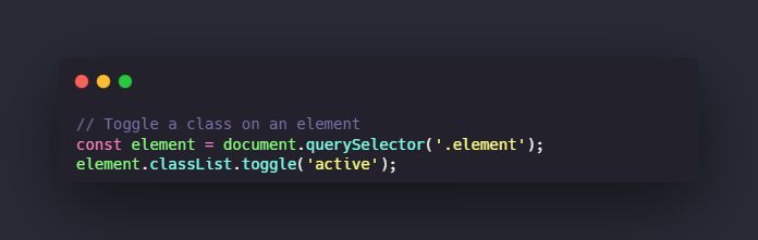 Javascript One Liner Tip💡
Toggle a class on an element