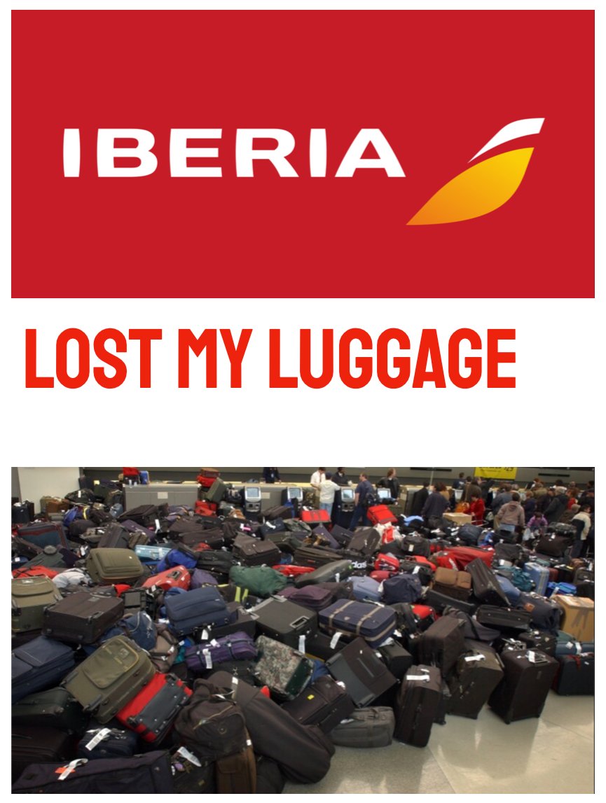 RaquelCastells1's tweet photo. Day 15: @Iberia still has my luggage MISSING and their customer service is nothing but a brick wall absorbing complaints without any solutions. This is beyond unacceptable. WHERE IS MY LUGGAGE?! #LostLuggage #CustomerServiceDisaster #IberiaFail #TravelHell #WorstAirlineExperience https://t.co/TrAJXWYfGD