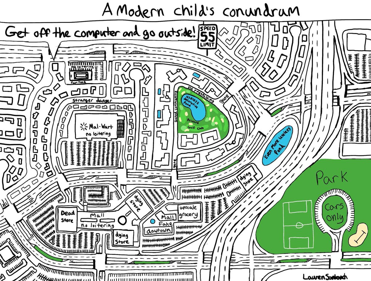 👵: 'Why don't children play outside anymore like we did when we were young?' 

The outside we created for them: