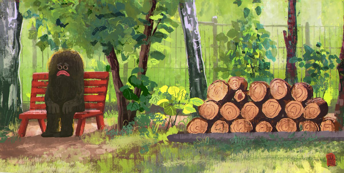 This is me. And that's how being depressed feels like. This is actually our real garden and bench my hisband made for us. Done in <a href="/Procreate/">Procreate</a> #illustration #digitalart #digitalpainting