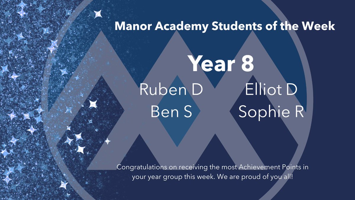 Congratulations to our students of the week in Year 8 who received the most achievement points in their year groups last week.

Students will also receive a letter from Mr Hudson congratulating them on a fantastic achievement.

We are very proud of you all.