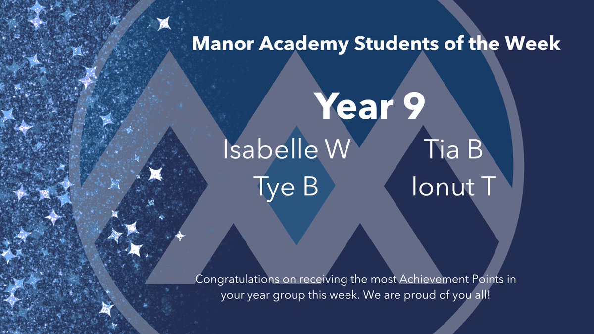 Congratulations to our students of the week in Year 9 who received the most achievement points in their year groups last week.

Students will also receive a letter from Mr Hudson congratulating them on a fantastic achievement.

We are very proud of you all.