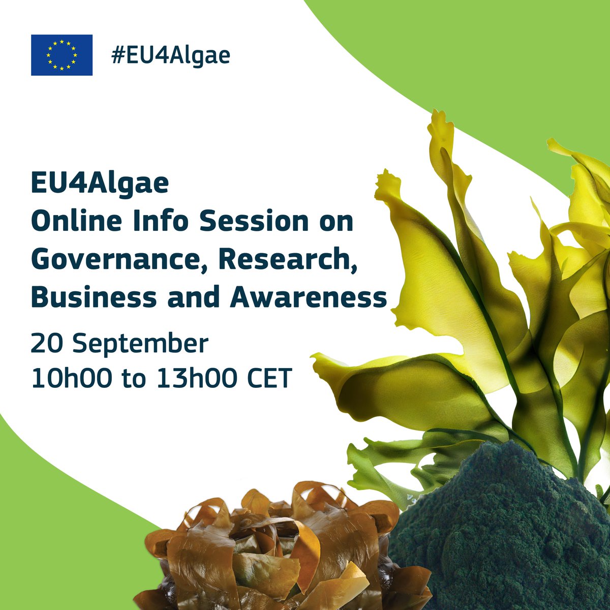 📆 Save the Date! 📆

Mark your calendars for the #EU4Algae Online Info Session on Governance, Research, Business and Awareness! 💻🌿

When: 20 September, 10:00-13:00 (CET)
Secure your spot 👉 tinyurl.com/3b4zsvxr