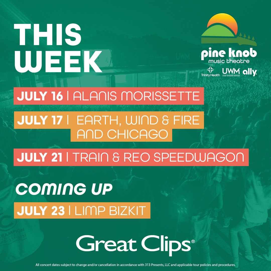 PineKnobMusic's tweet photo. Stellar week out at Pine Knob. Join us! ๐ถ #GreatClipsGreatWeek
๐ค: @GreatClips https://t.co/1nAzLYnB6L